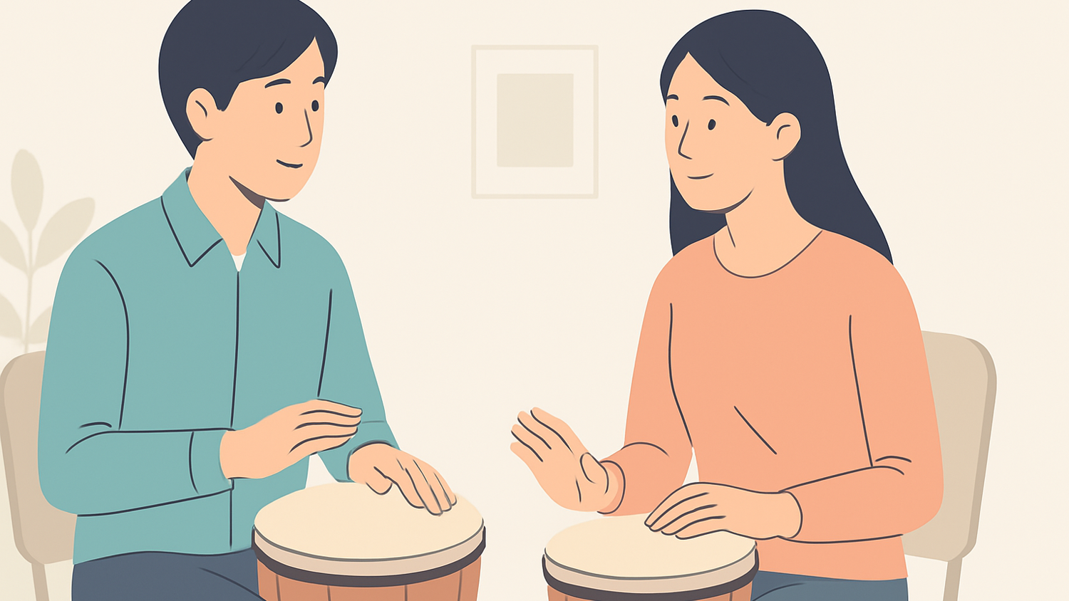 음악치료사가 참여자의 음악 반응을 관찰하며 상호작용하는 이미지