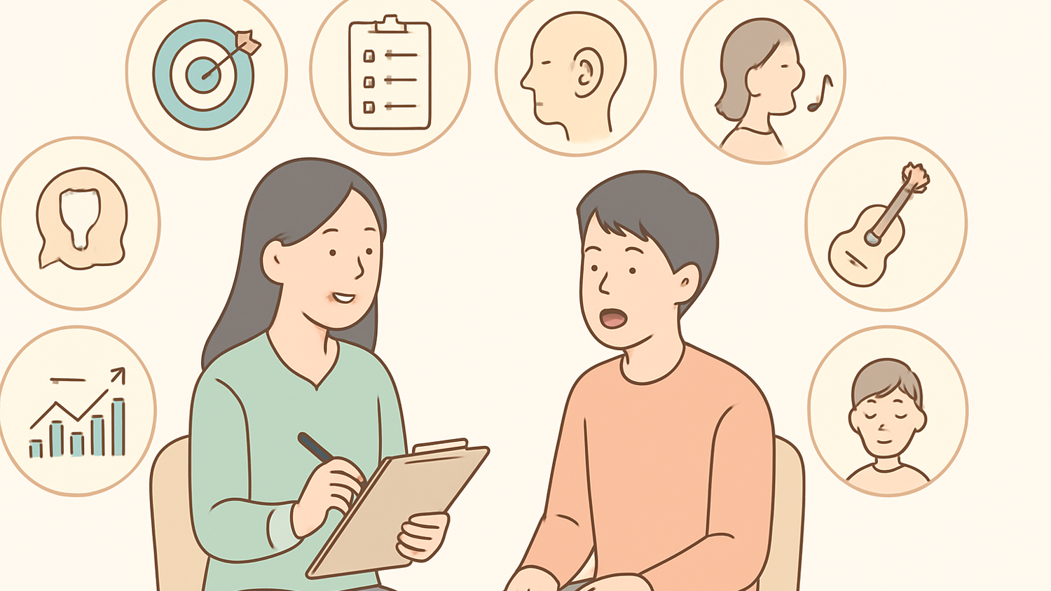 음악치료 기본 용어를 한눈에 이해하는 개념 이미지
